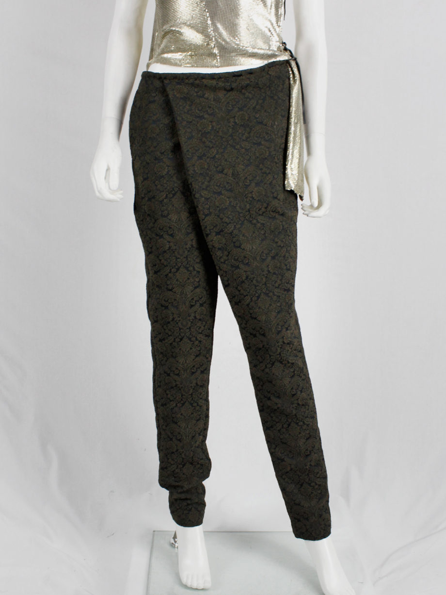 af Vandevorst black and brown brocade trousers with sharp front pleat fall 2014 (10)