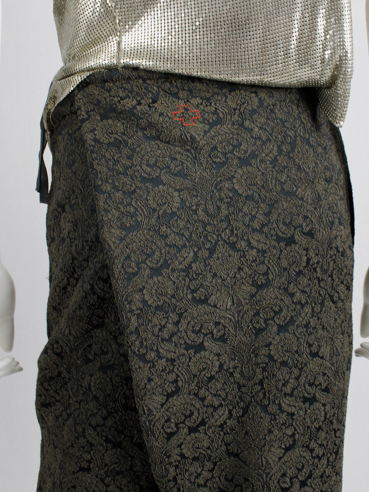 af Vandevorst black and brown brocade trousers with sharp front pleat fall 2014 (2)