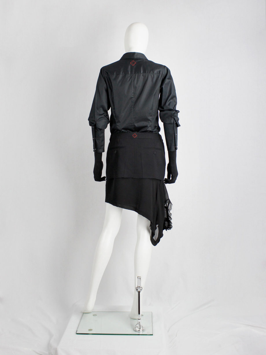 af Vandevorst black shirt with extra long cuffs and silver buttons fall 2012 (10)