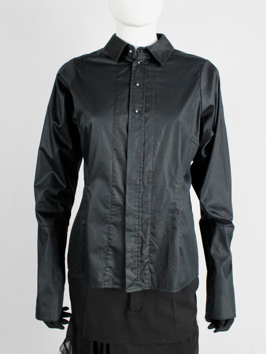 af Vandevorst black shirt with extra long cuffs and silver buttons fall 2012 (14)