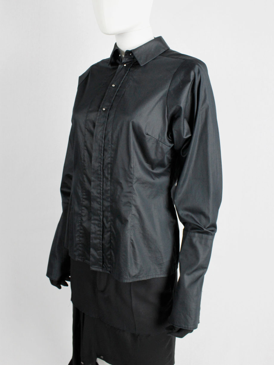 af Vandevorst black shirt with extra long cuffs and silver buttons fall 2012 (16)