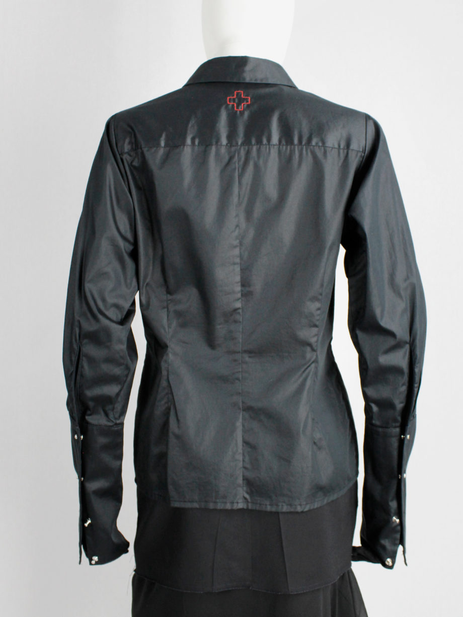 af Vandevorst black shirt with extra long cuffs and silver buttons fall 2012 (17)