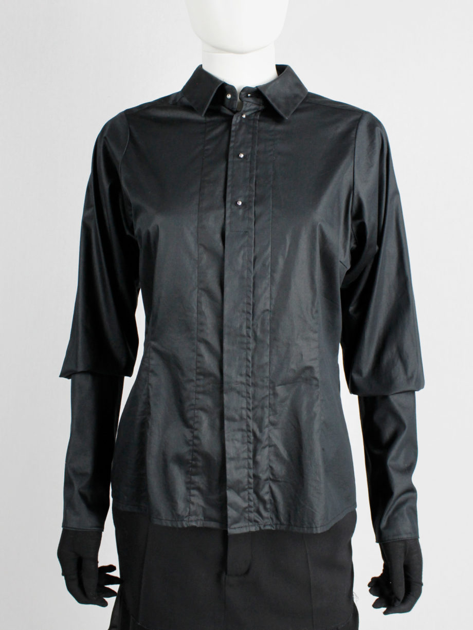 af Vandevorst black shirt with extra long cuffs and silver buttons fall 2012 (20)