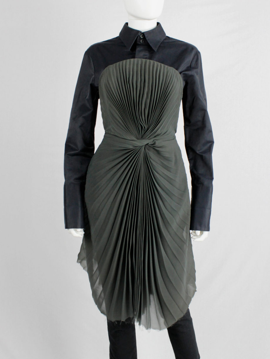 af Vandevorst forest green pleated bustier with layered pleated skirt fall 2011 (13)