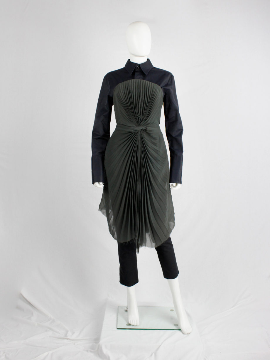 af Vandevorst forest green pleated bustier with layered pleated skirt fall 2011 (14)