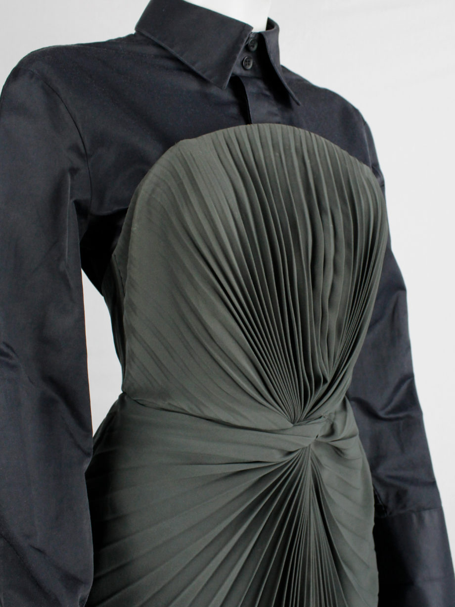 af Vandevorst forest green pleated bustier with layered pleated skirt fall 2011 (17)