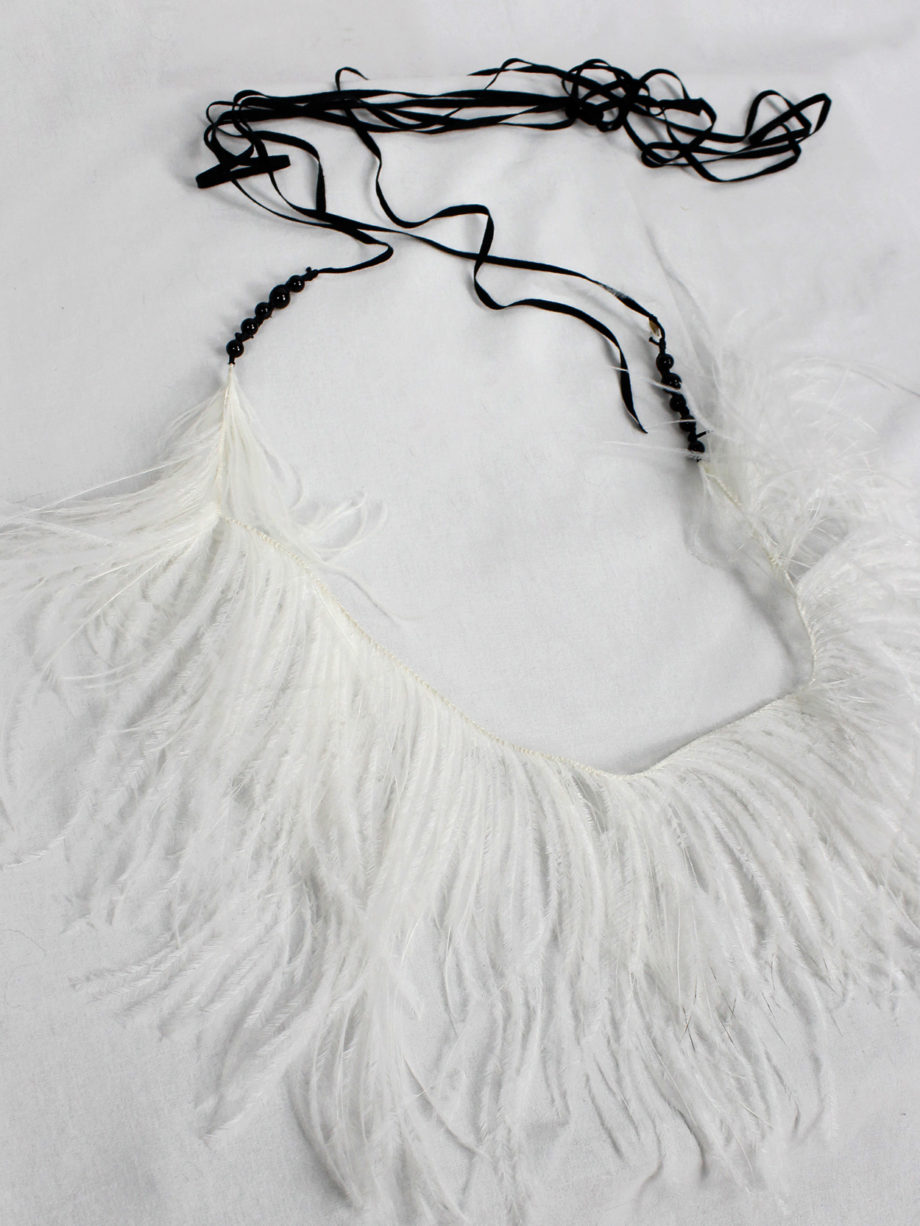 vintage Ann Demeulemeester white ostrich feather collar or necklace runway spring 2018 (7)