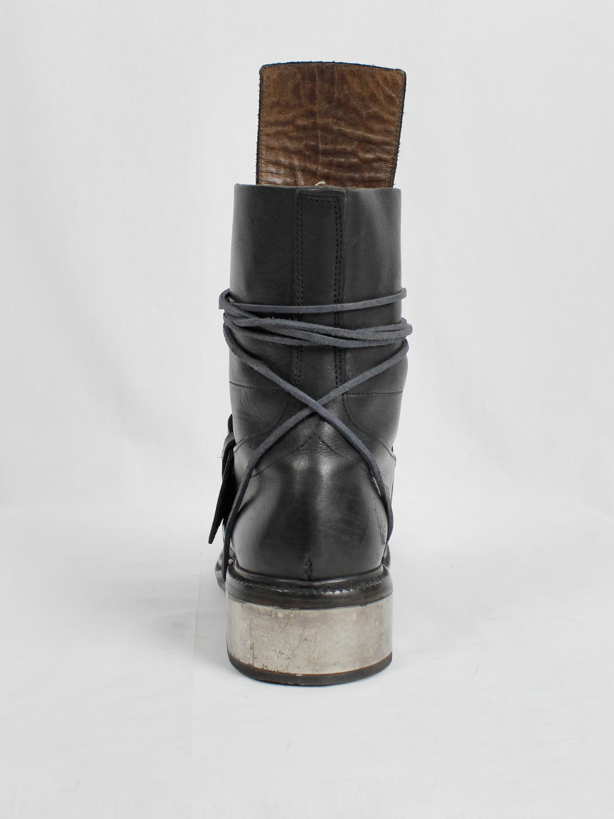 vintage Dirk Bikkembergs black tall boots with belt strap and laces (44) — late 90’s