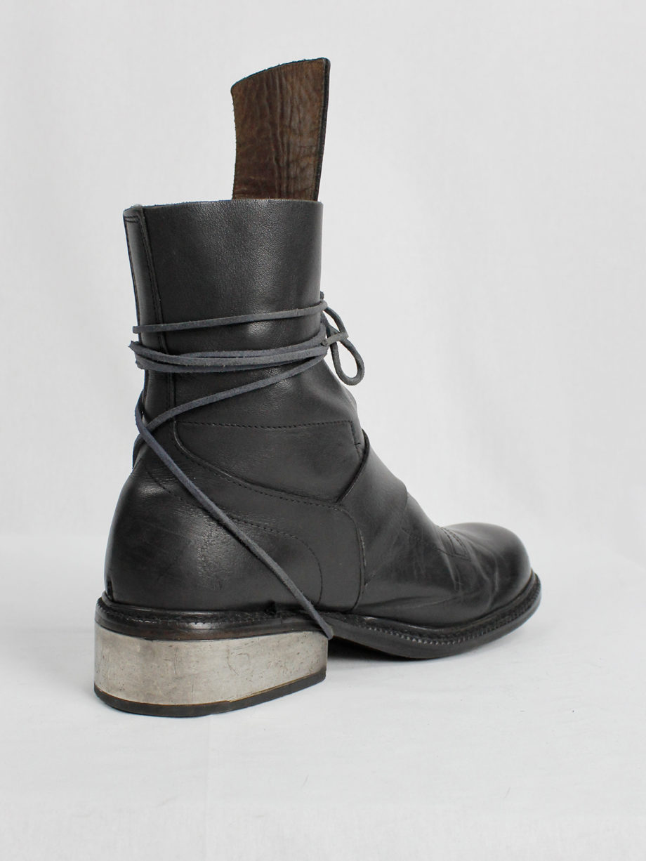 vintage Dirk Bikkembergs black tall boots with belt strap and laces (66) — late 90’s
