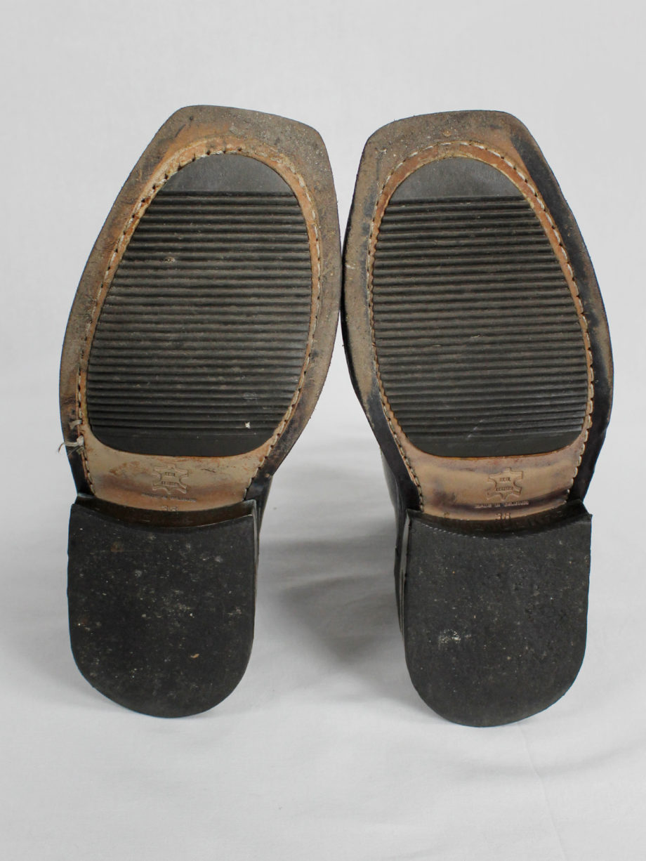 vintage Dirk Bikkembergs black tall boots with metal slit heel and metal pulls (10)
