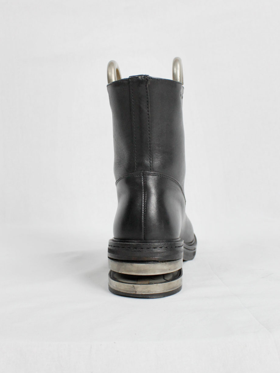 vintage Dirk Bikkembergs black tall boots with metal slit heel and metal pulls (19)