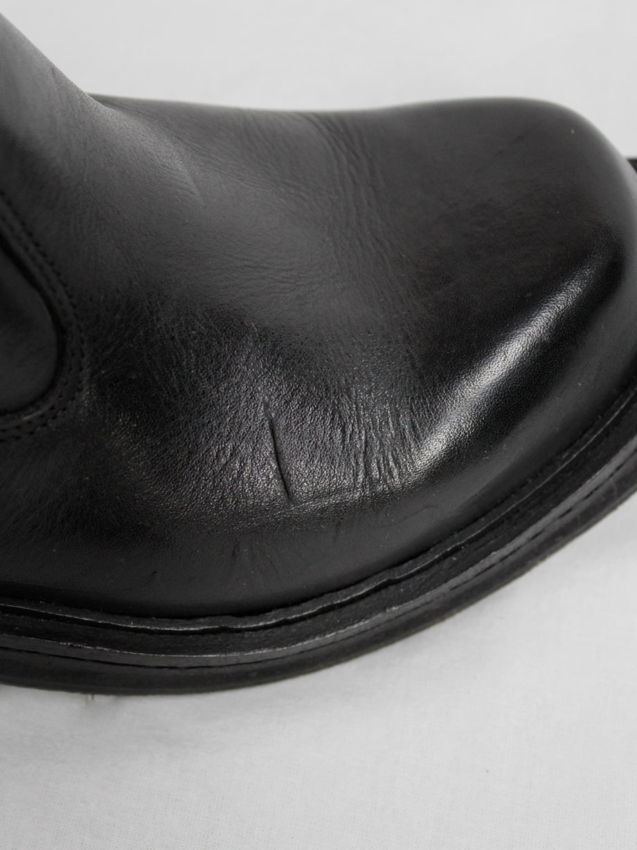 vintage Dirk Bikkembergs black tall boots with metal slit heel and metal pulls (6)