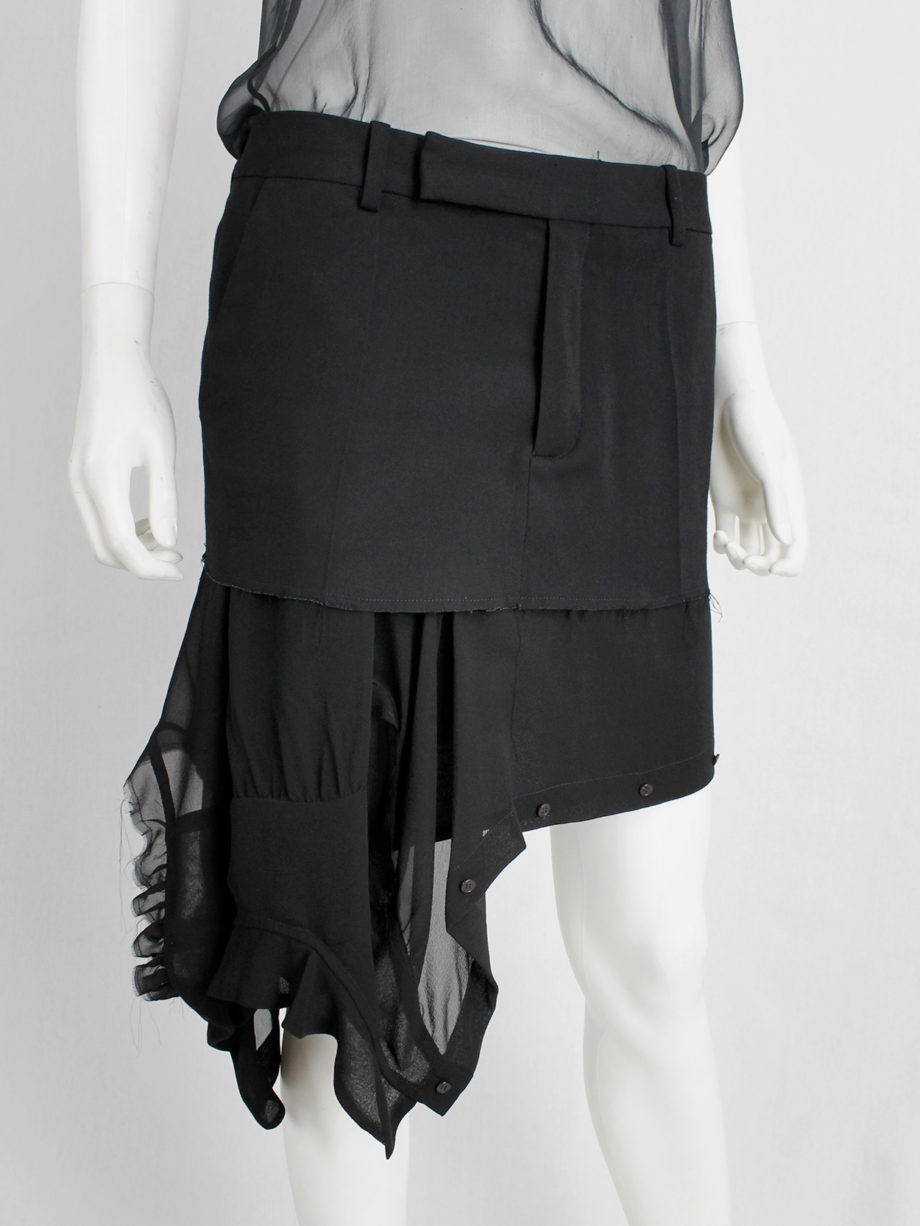 vintage a f Vandevorst black short skirt with a sheer sideways shirt as a lining spring 2017 (10)