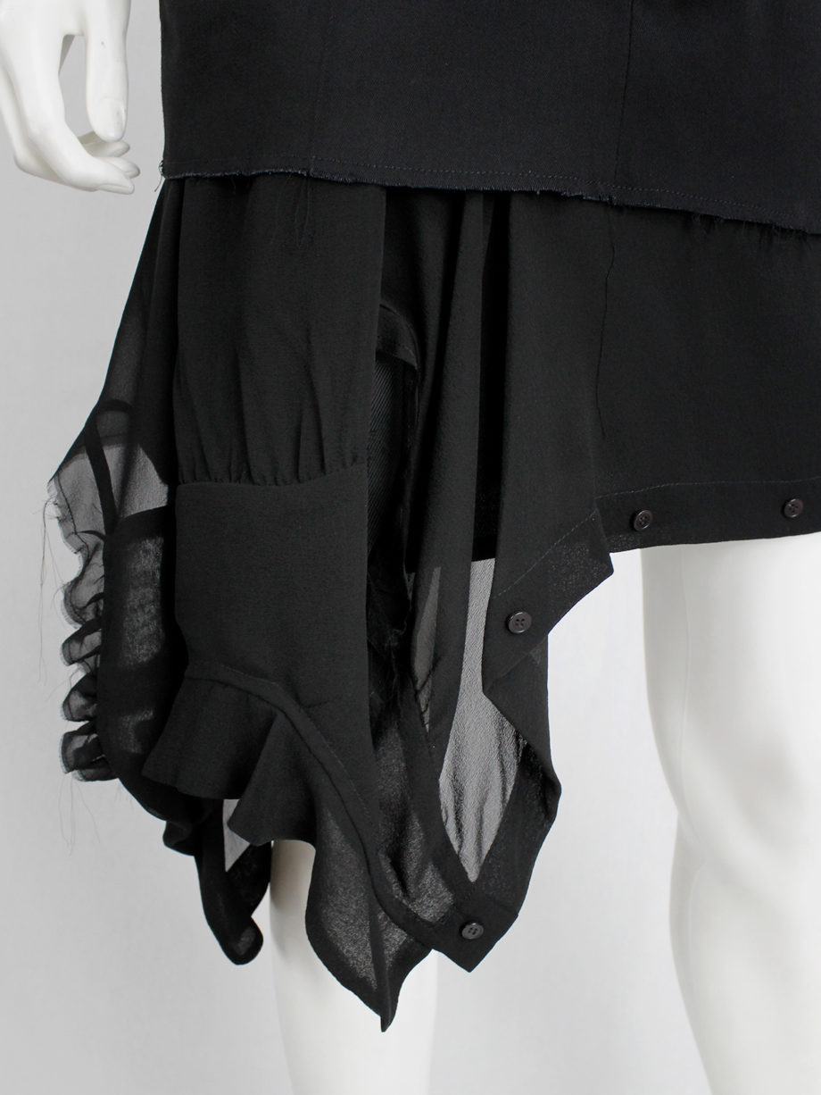 vintage a f Vandevorst black short skirt with a sheer sideways shirt as a lining spring 2017 (11)