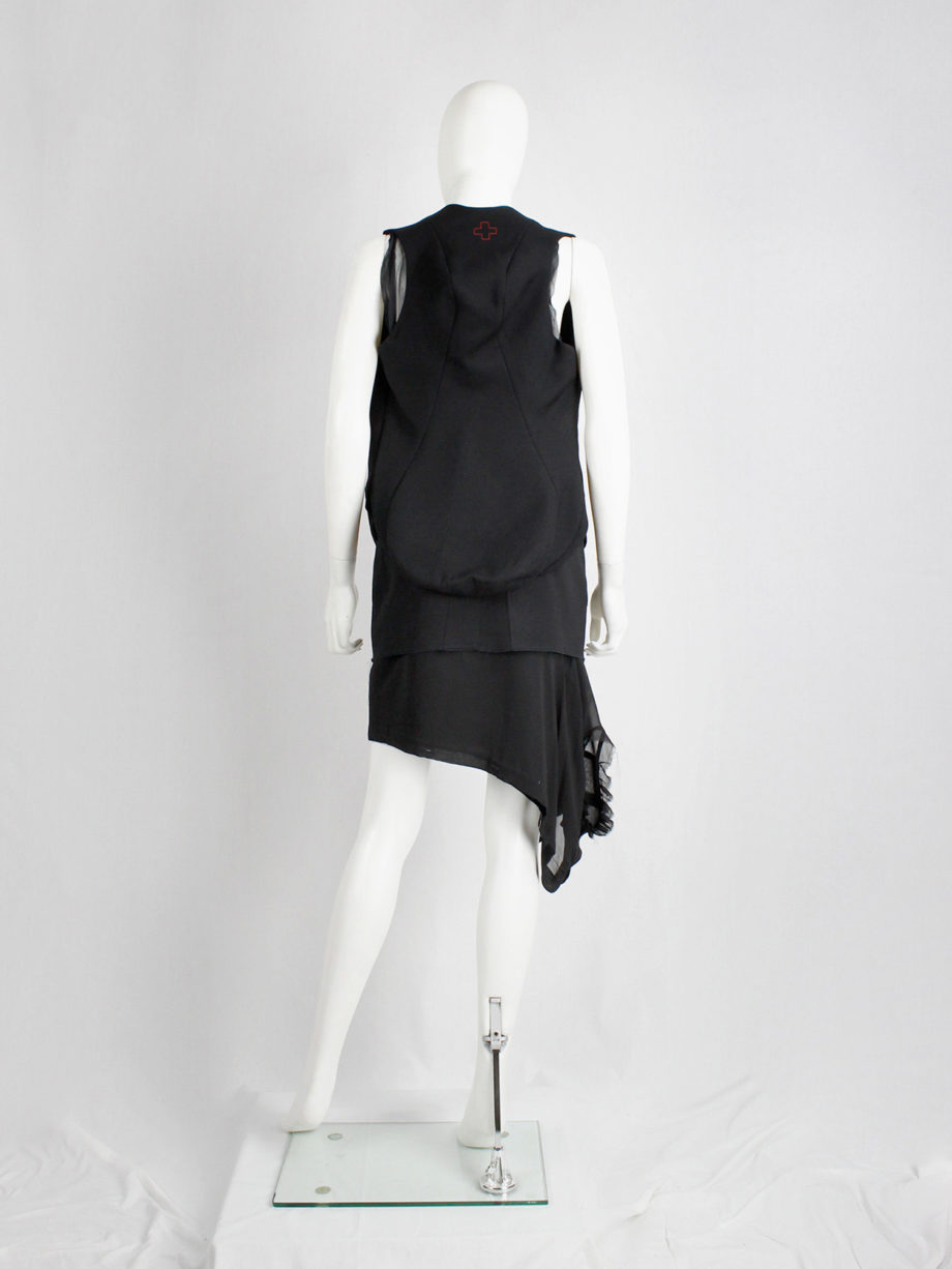 vintage a f Vandevorst black short skirt with a sheer sideways shirt as a lining spring 2017 (4)