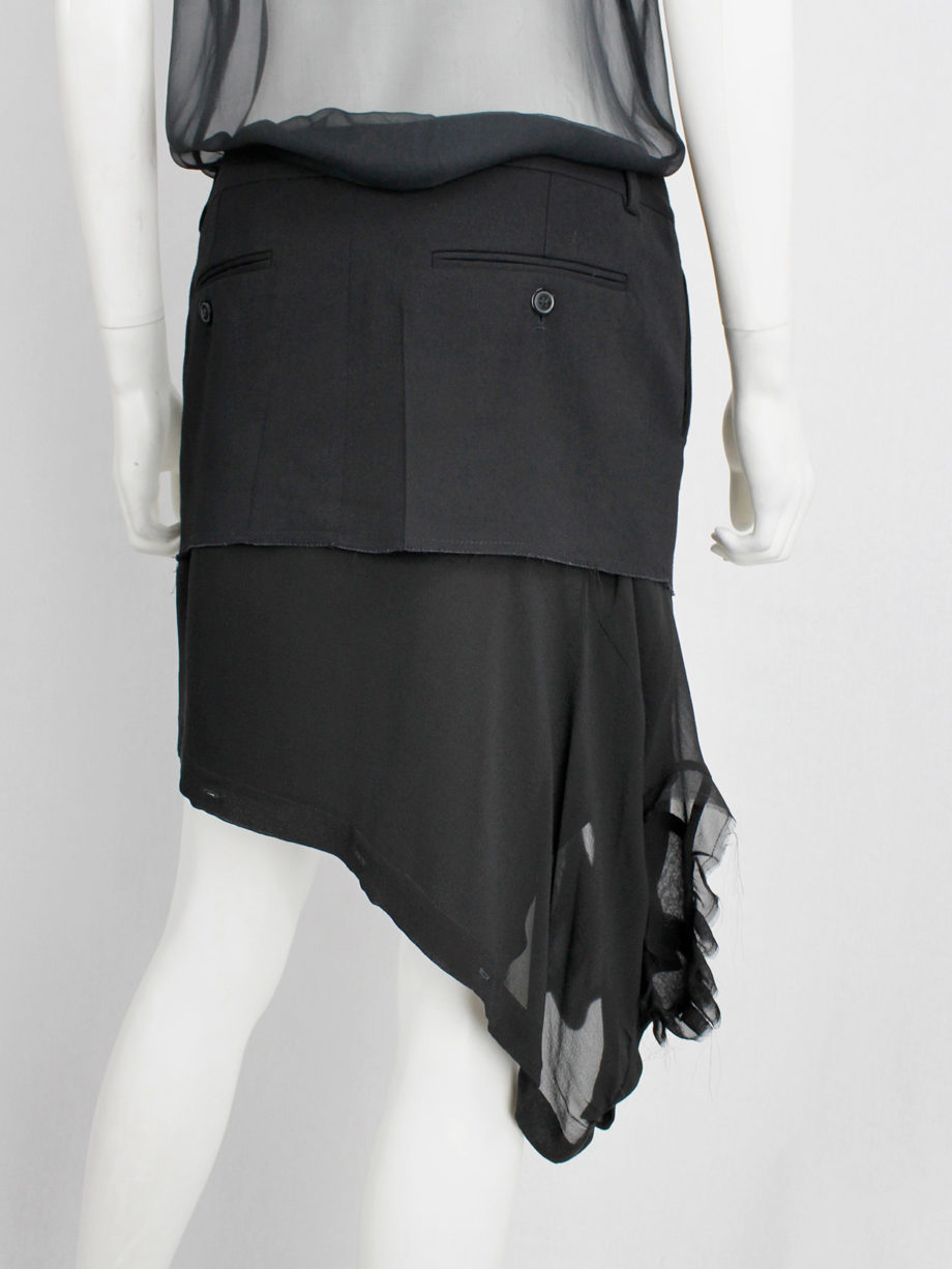 vintage a f Vandevorst black short skirt with a sheer sideways shirt as a lining spring 2017 (6)