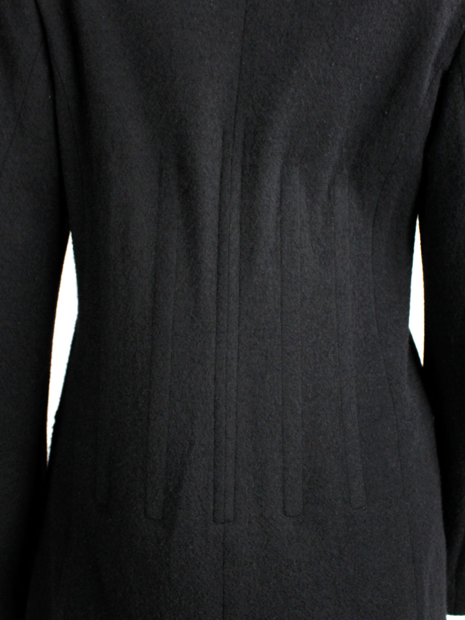 vintage af Vandevorst black wool formal coat with forward closing front fall 2000 (13)