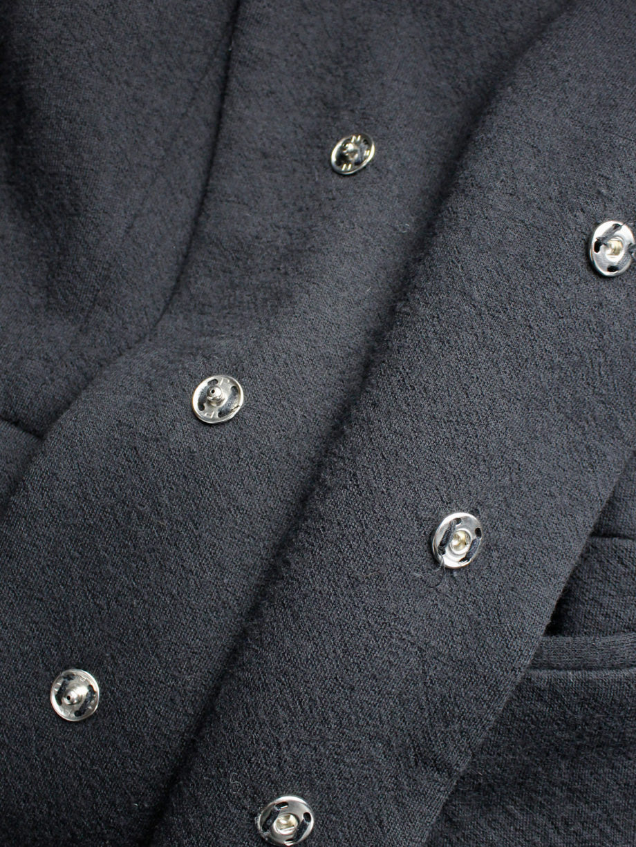 vintage af Vandevorst black wool formal coat with forward closing front fall 2000 (19)