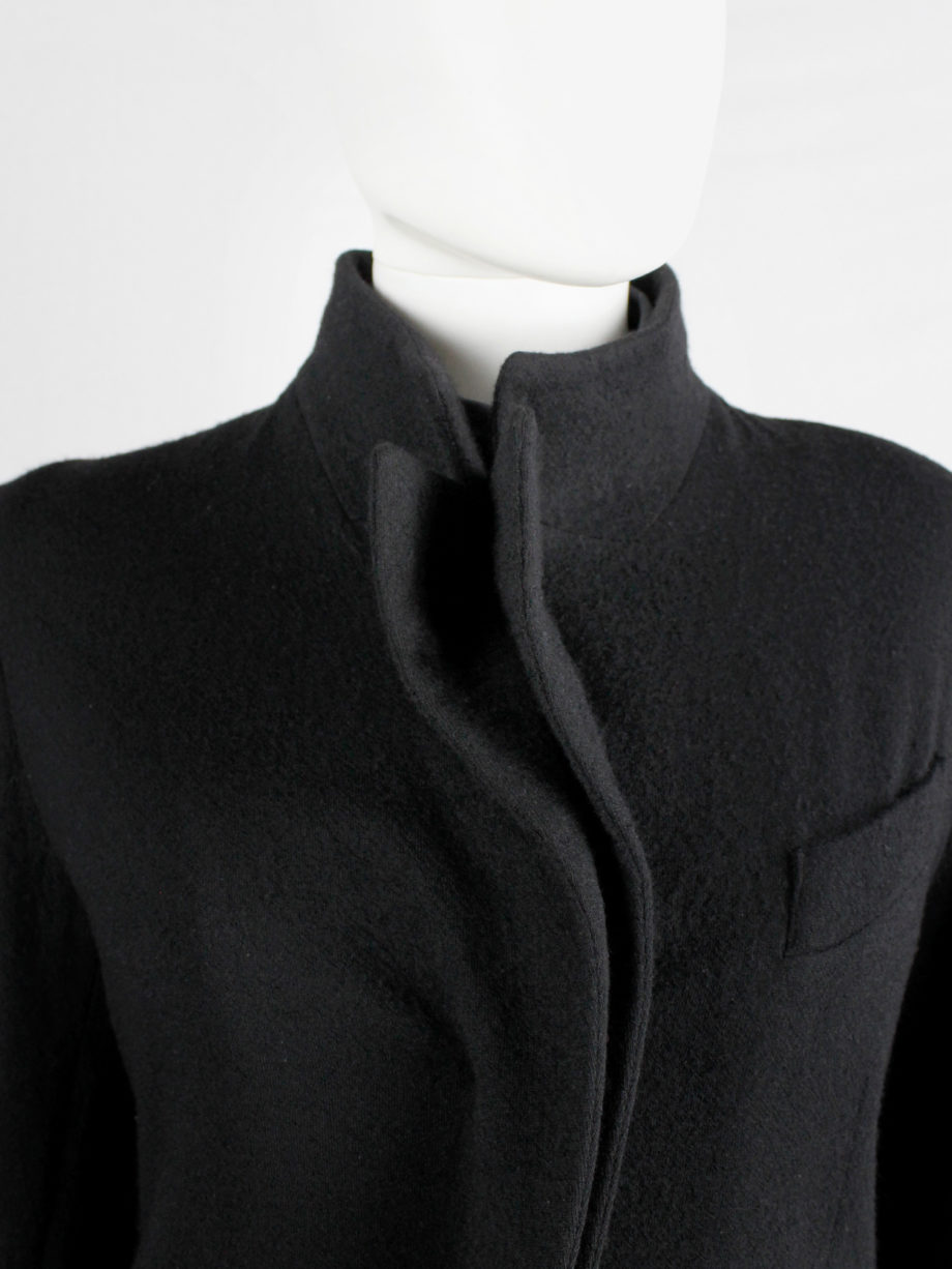 vintage af Vandevorst black wool formal coat with forward closing front fall 2000 (3)