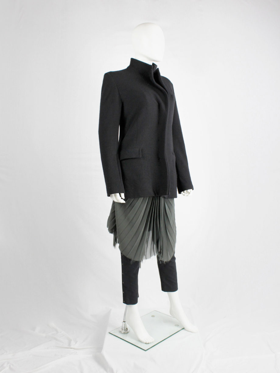 vintage af Vandevorst black wool formal coat with forward closing front fall 2000 (9)
