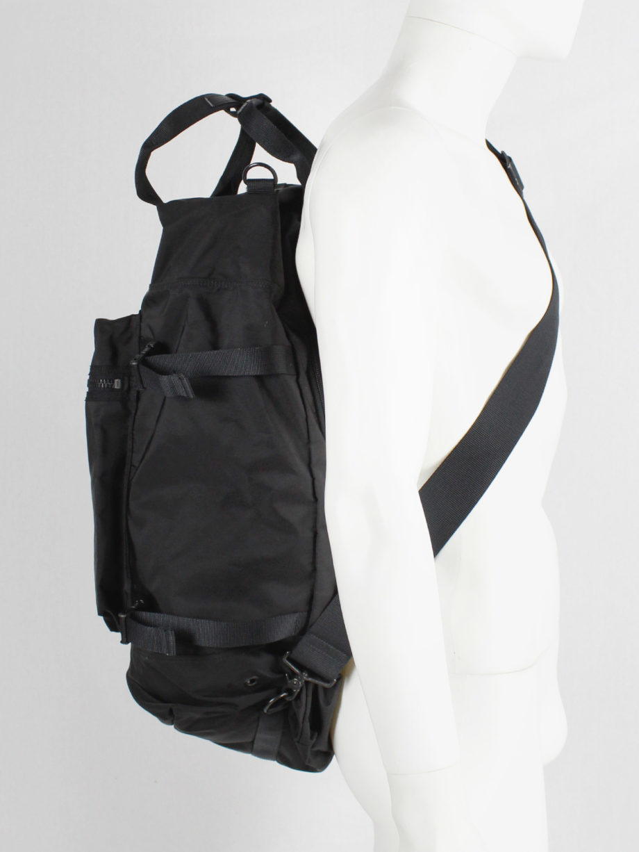yohji yamamoto yACCS Pour Tous black duffle bag with utility straps 90s (18)