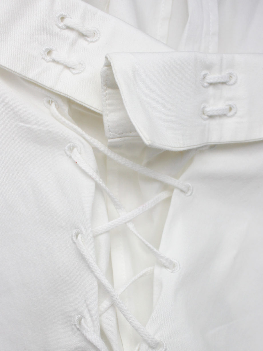 A F Vandevorst white maxi shirtdress with backlacing inspired by a straitjacket spring 1999 (3)
