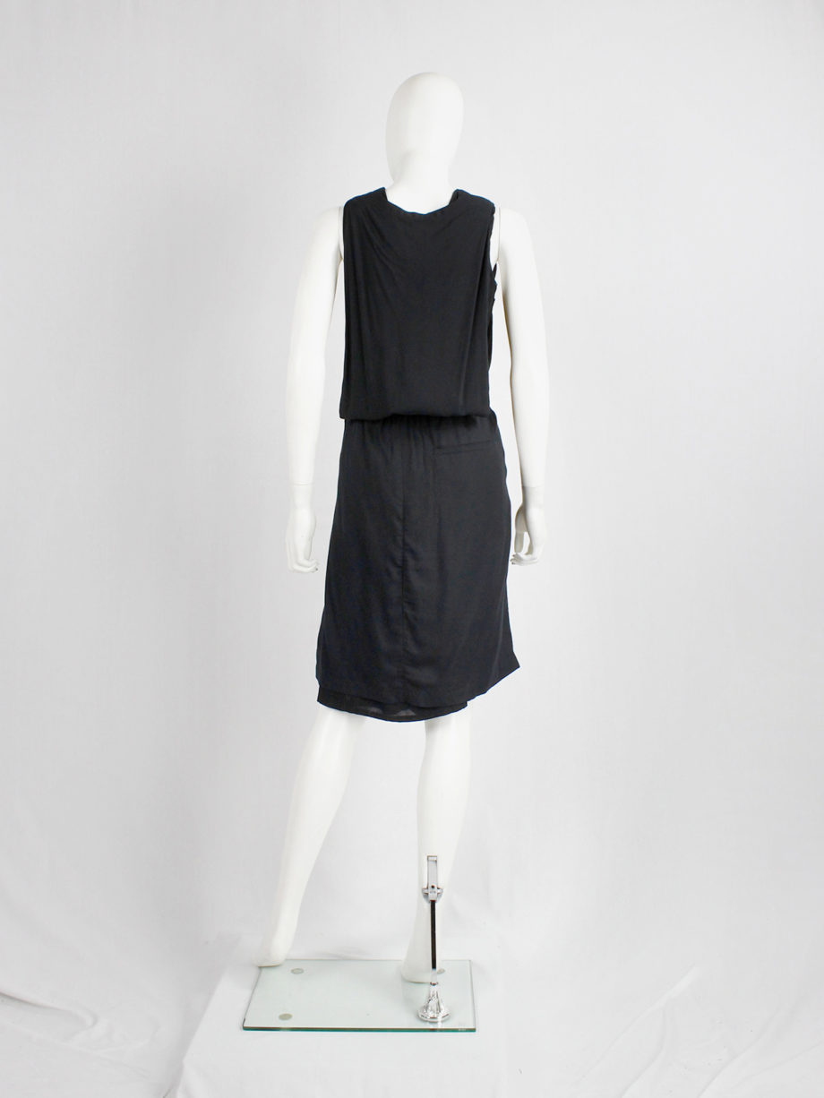 Ann Demeulemeester black midi-skirt with belt strap and paperbag waist spring 2003 (1)