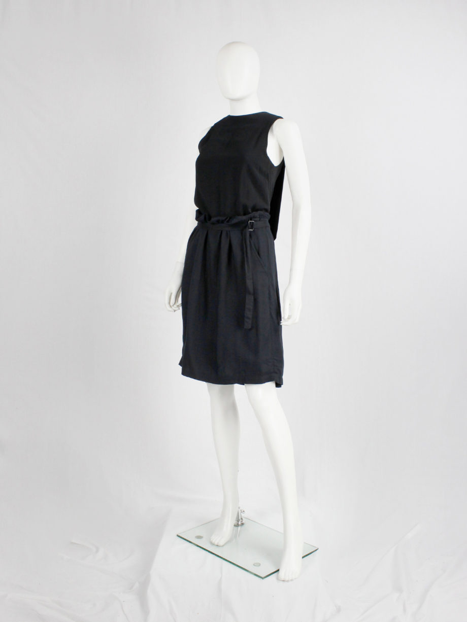 Ann Demeulemeester black midi-skirt with belt strap and paperbag waist spring 2003 (11)