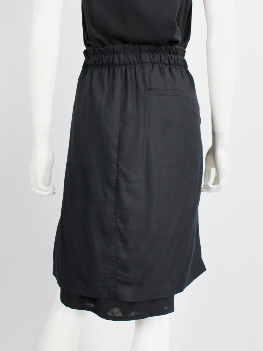 Ann Demeulemeester black midi-skirt with belt strap and paperbag waist spring 2003 (2)