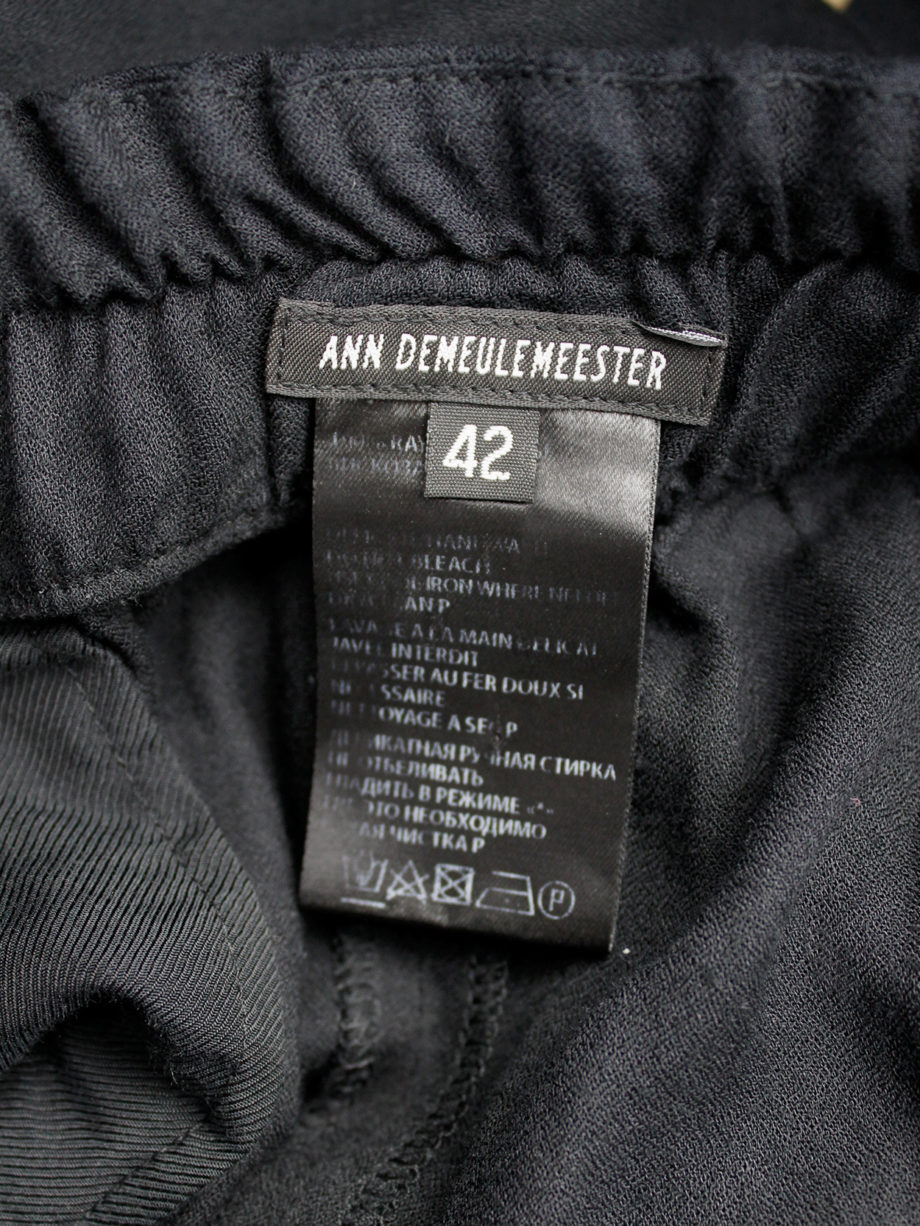 Ann Demeulemeester black midi-skirt with belt strap and paperbag waist spring 2003 (6)