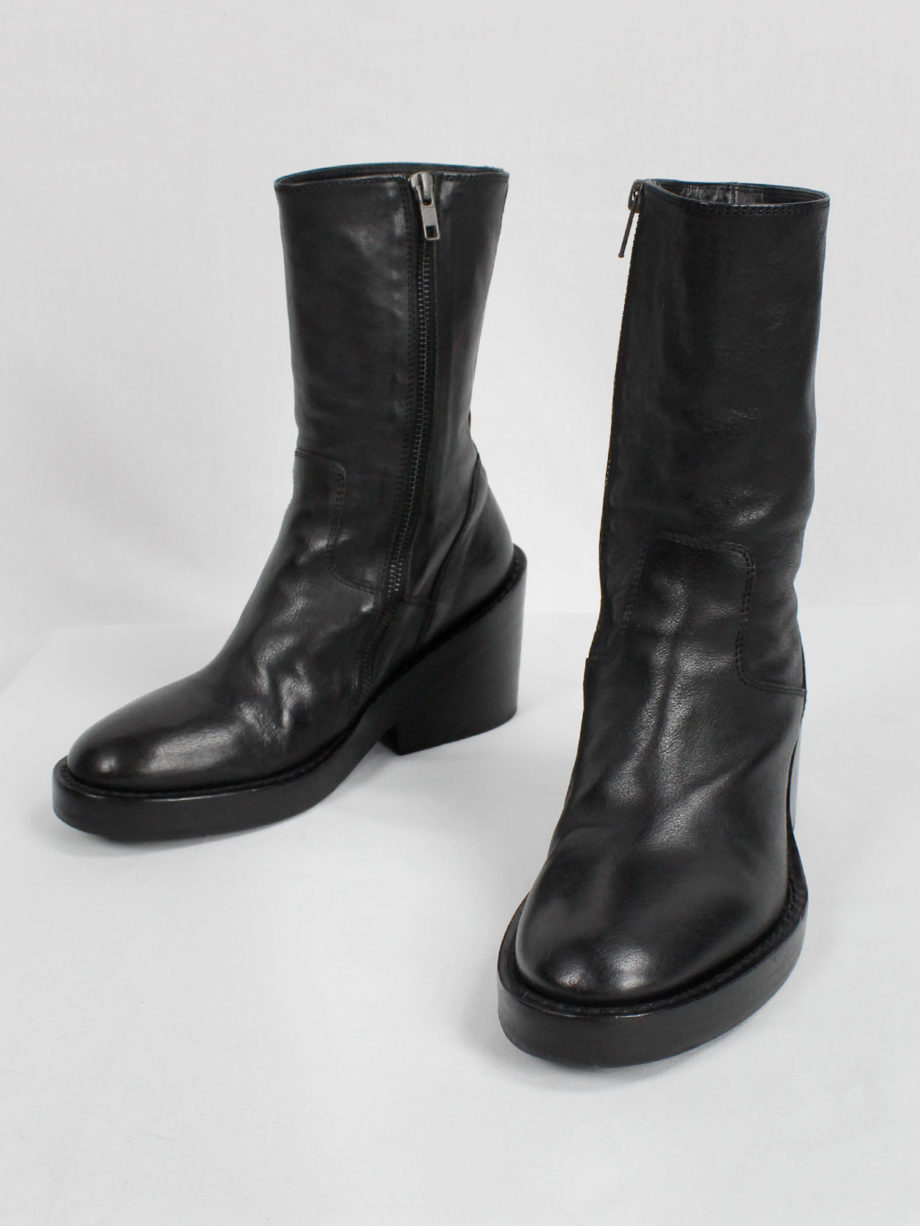 Ann Demeulemeester black tall boots with curved zipper fall 2012 (1)