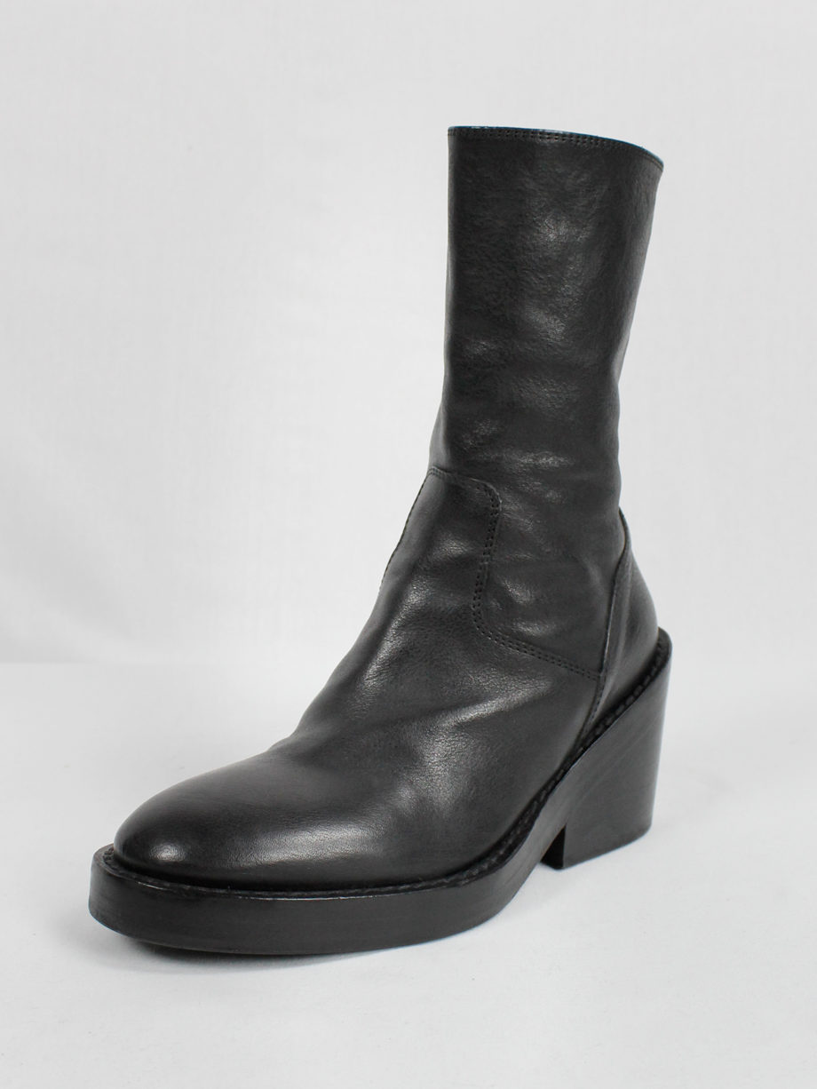 Ann Demeulemeester black tall boots with curved zipper fall 2012 (14)