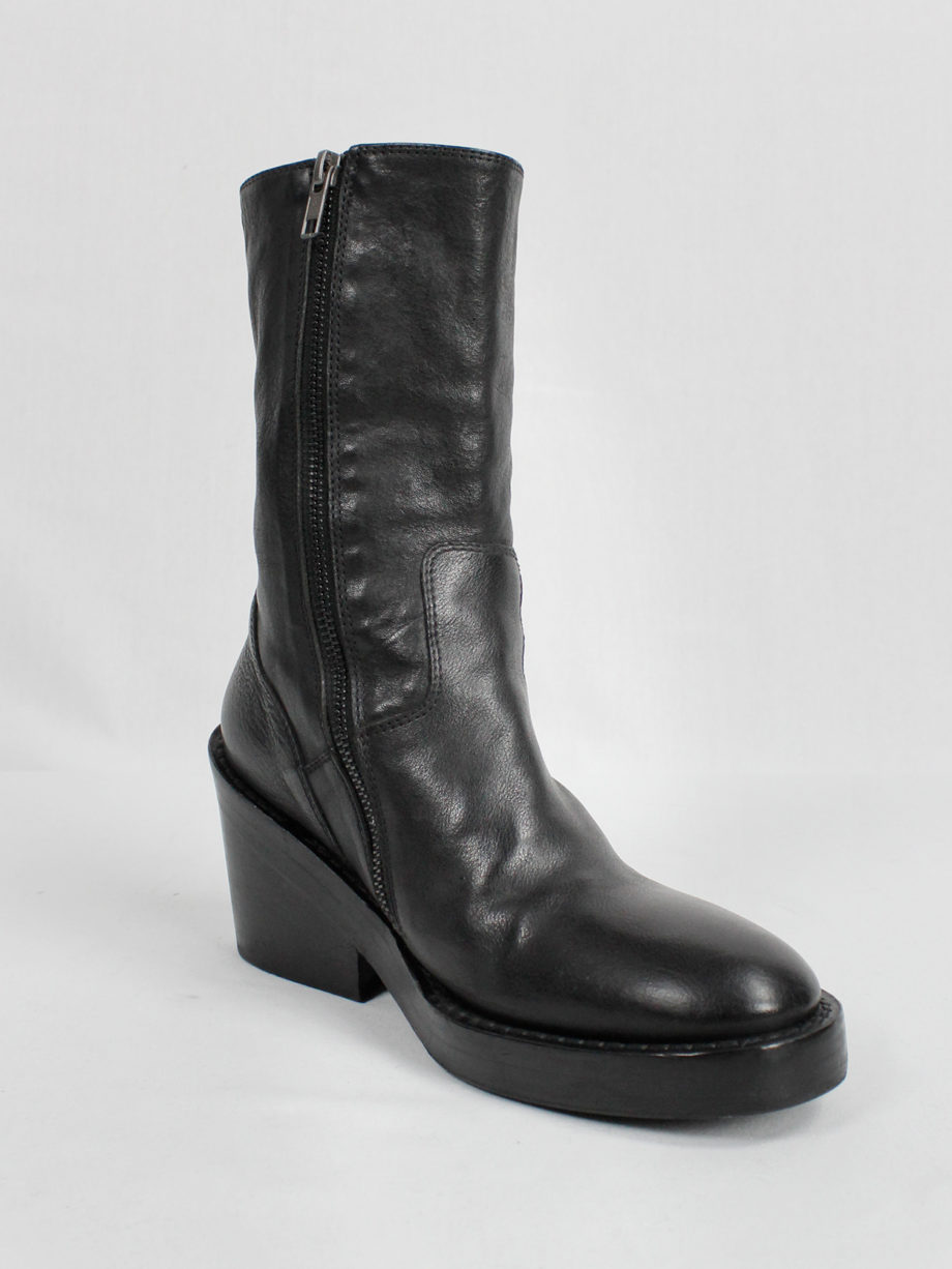 Ann Demeulemeester black tall boots with curved zipper fall 2012 (16)