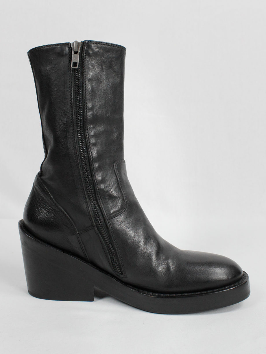 Ann Demeulemeester black tall boots with curved zipper fall 2012 (17)