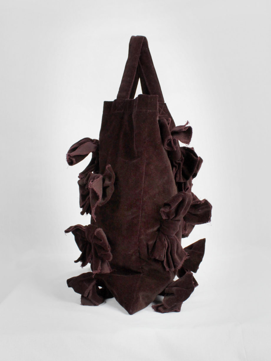 Comme des Garçons Comme burgundy velvet tote bag covered in bows (13)