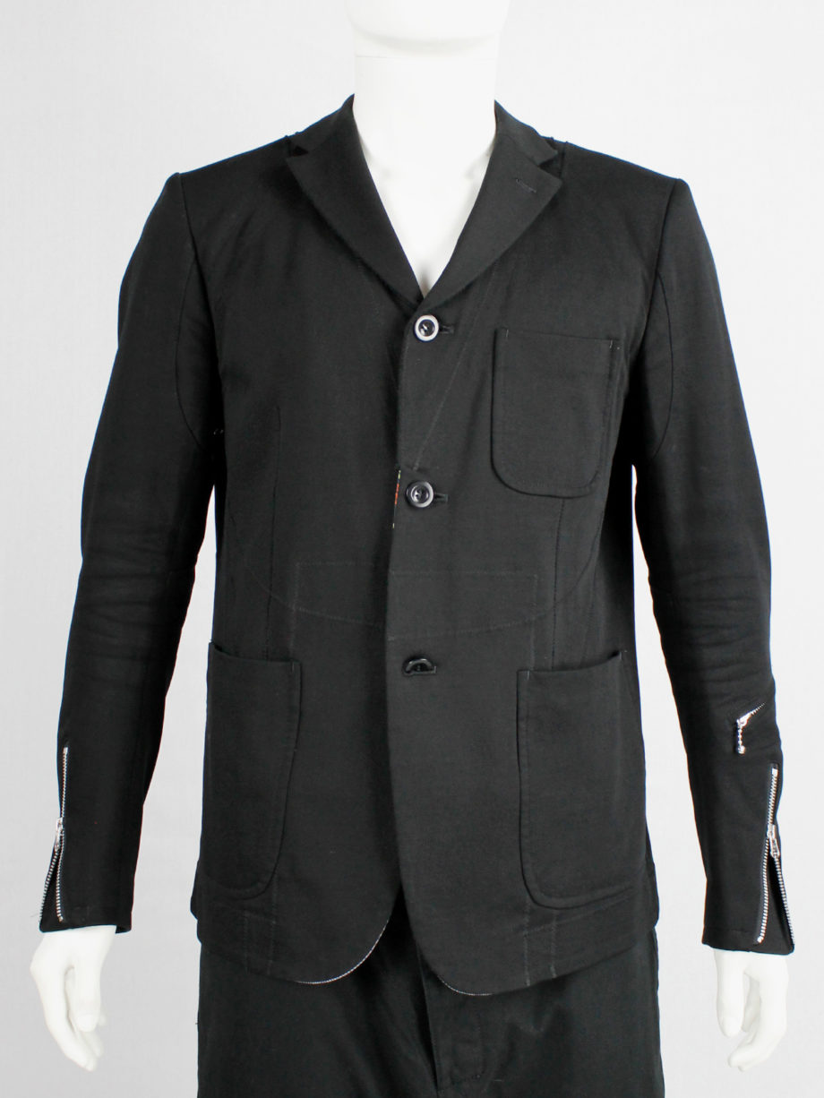Junya Watanabe Man black blazer with biker details and panel stitching (13)