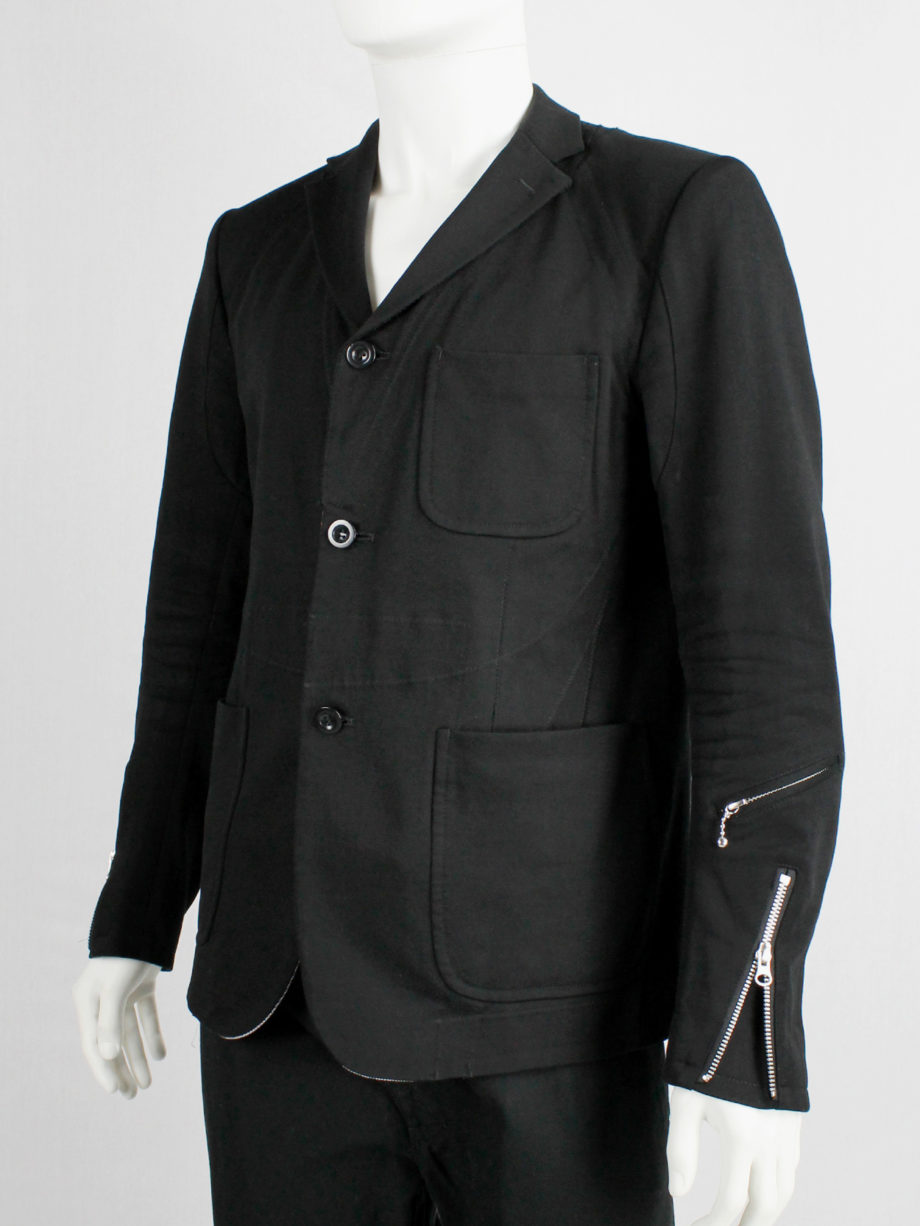 Junya Watanabe Man black blazer with biker details and panel stitching (2)