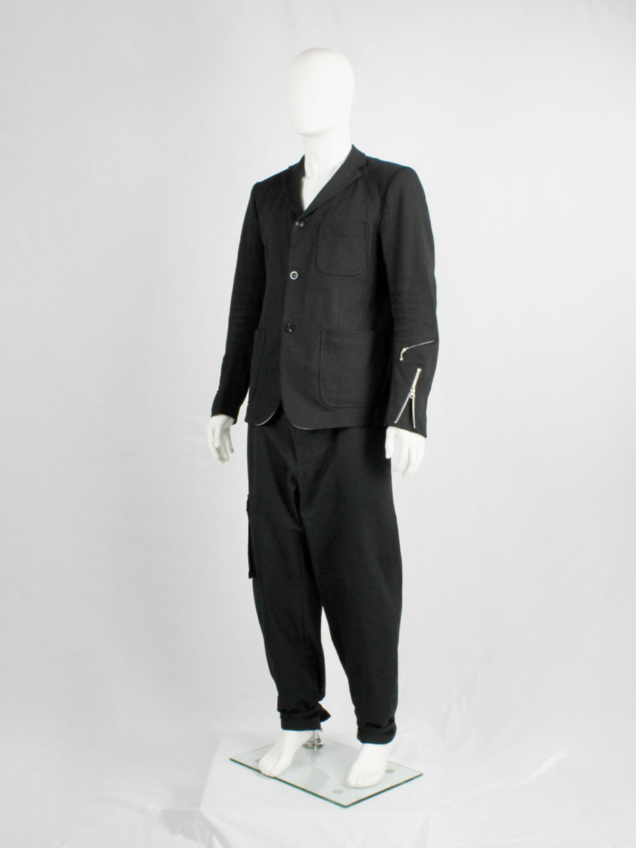 Junya Watanabe Man black blazer with biker details and panel stitching (4)