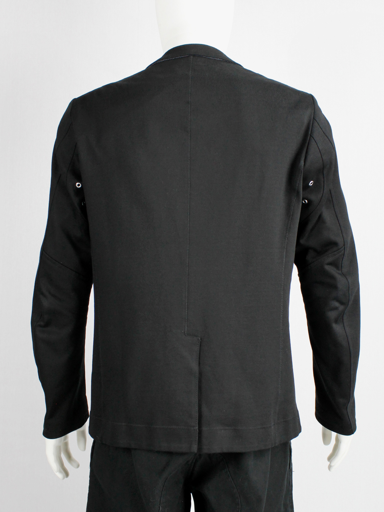Junya Watanabe Man black blazer with biker details and panel stitching (6)