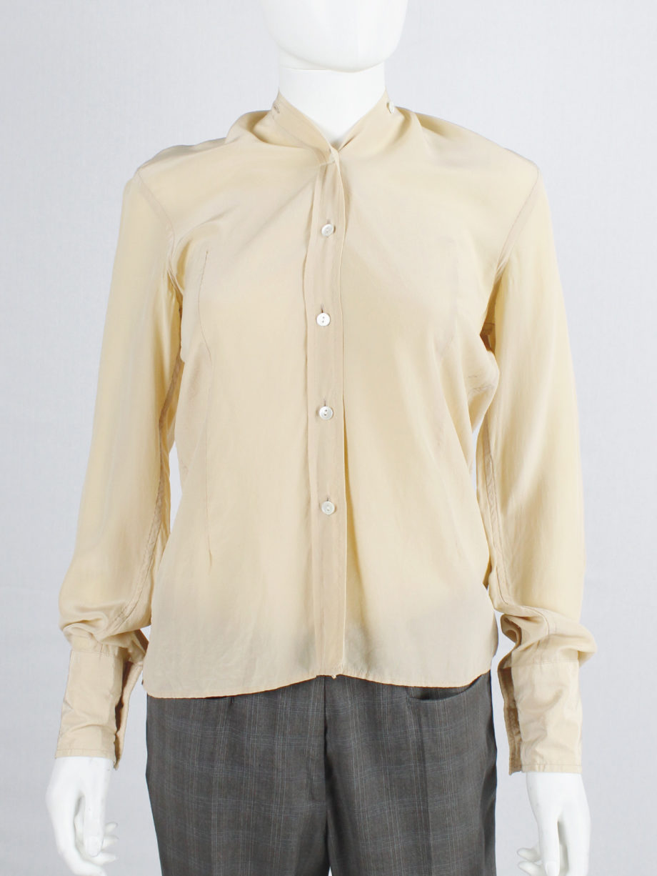Maison Martin Margiela beige shirt that fully buttons up to the back fall 2010 (2)