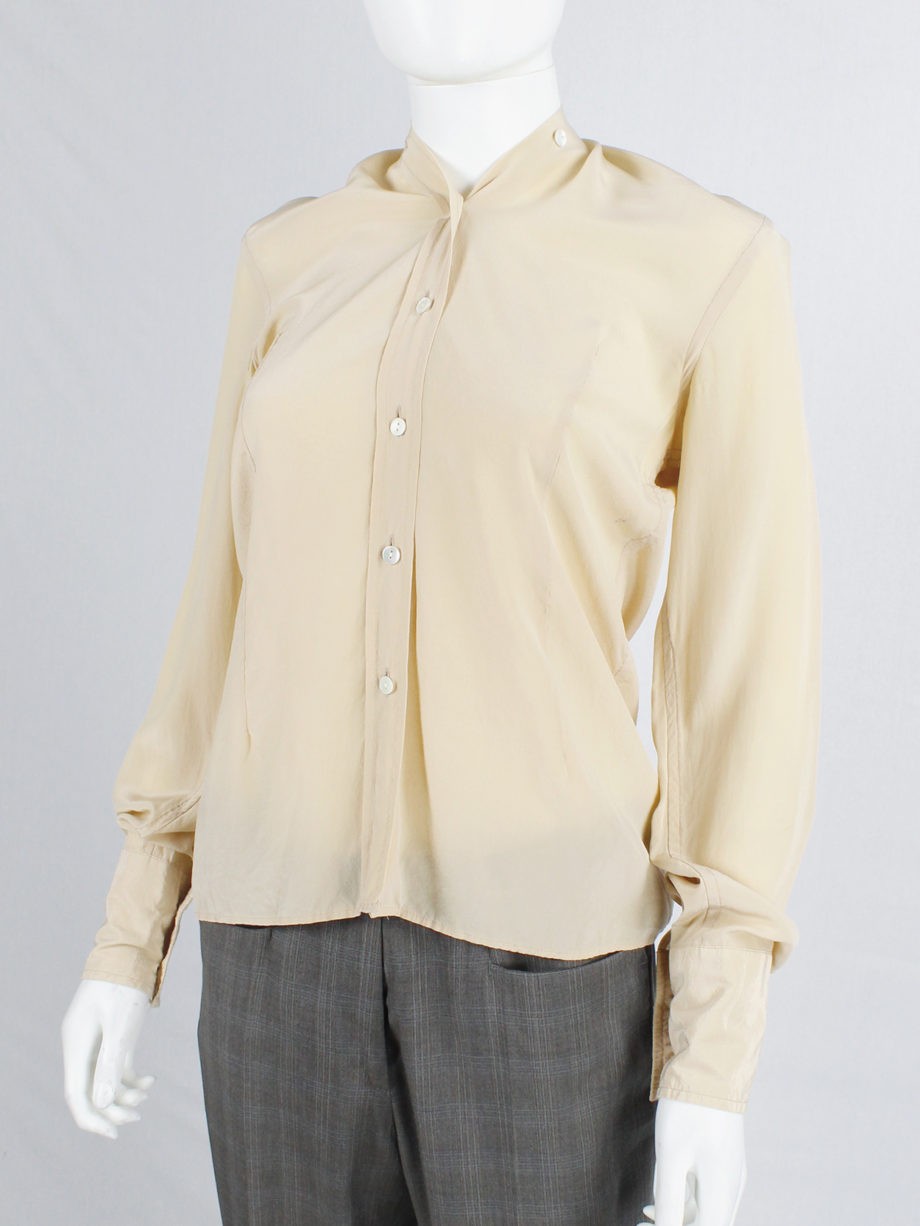 Maison Martin Margiela beige shirt that fully buttons up to the back fall 2010 (6)