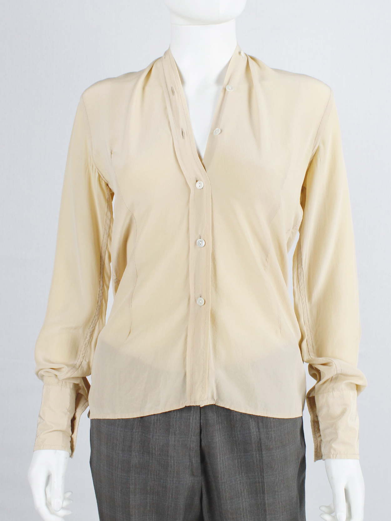 Maison Martin Margiela beige shirt that fully buttons up to the back ...