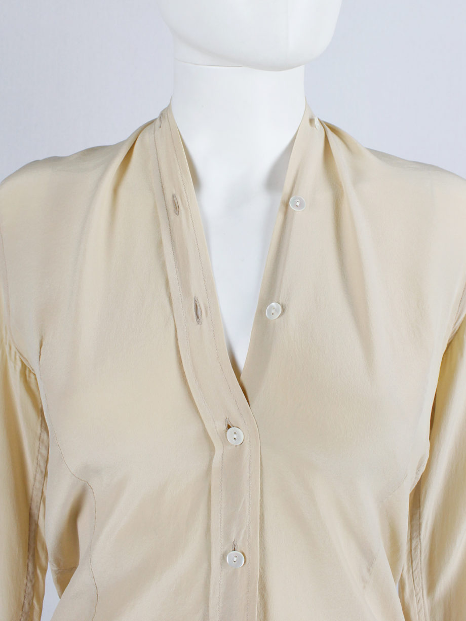 Maison Martin Margiela beige shirt that fully buttons up to the back fall 2010 (8)