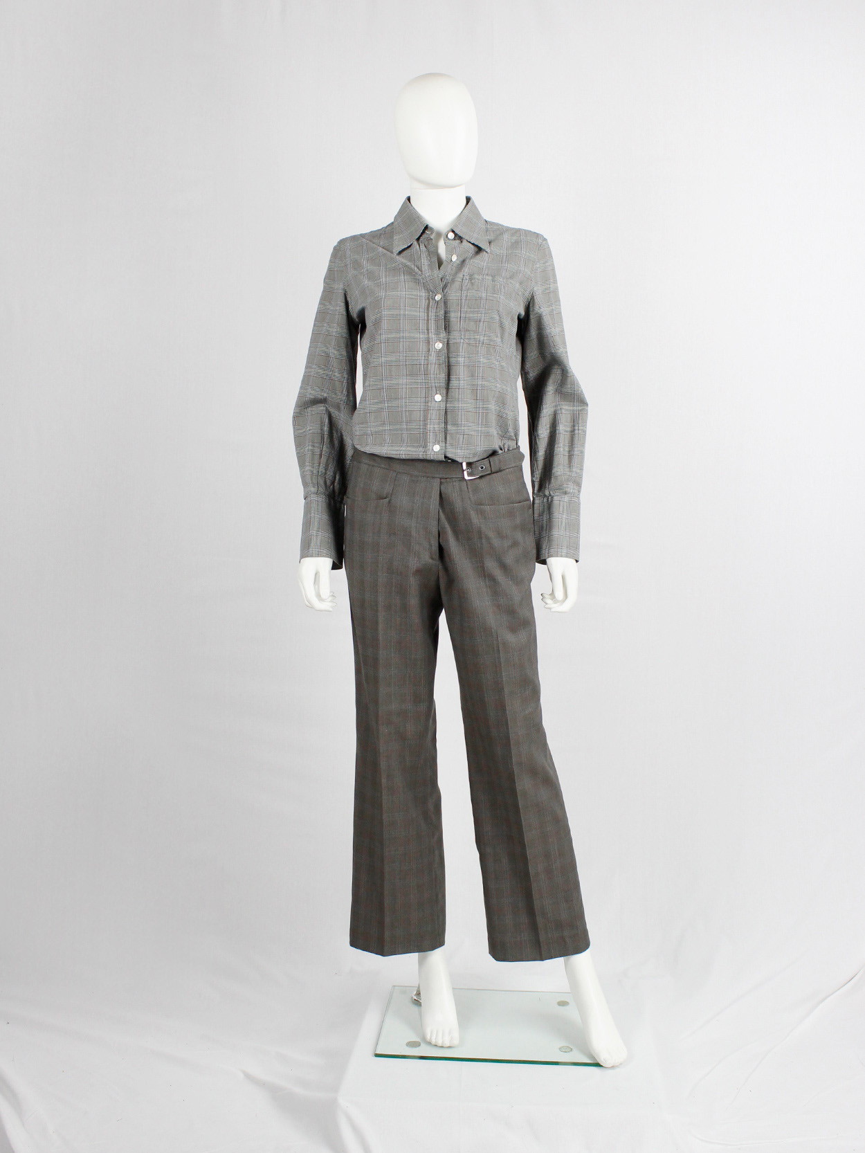 Maison Martin Margiela brown tartan trousers with side belt detail fall 2004 (11)