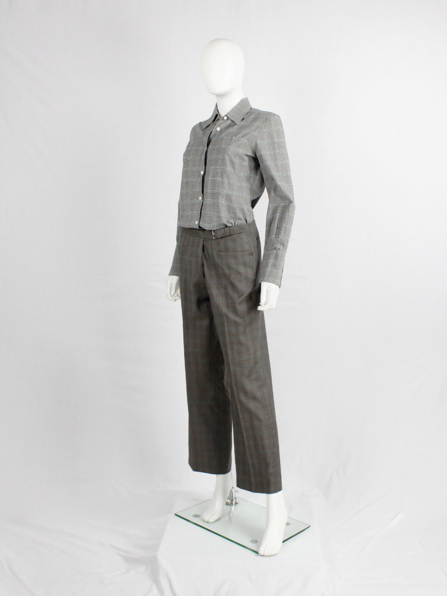 Maison Martin Margiela brown tartan trousers with side belt detail fall 2004 (12)
