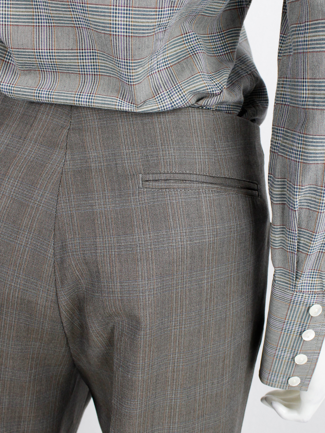 Maison Martin Margiela brown tartan trousers with side belt detail fall 2004 (2)