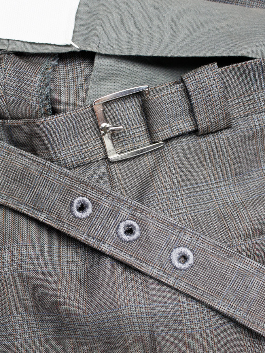 Maison Martin Margiela brown tartan trousers with side belt detail fall 2004 (3)