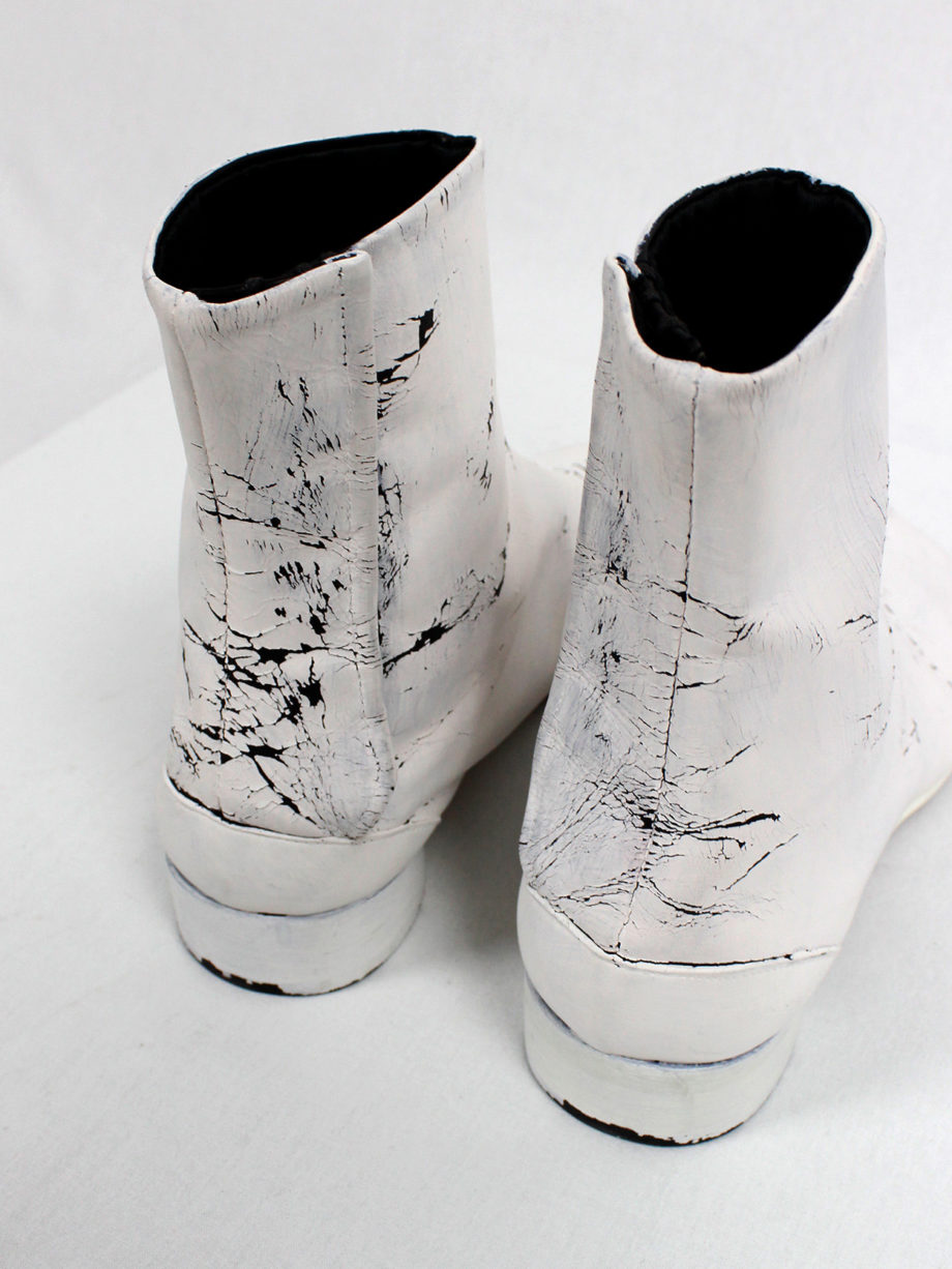 Maison Martin Margiela white painted tabi boots with low heel fall 1998 (13)