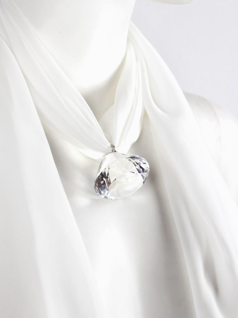 Maison Martin Margiela white scarf necklace with oversized diamond fall 2008 (14)
