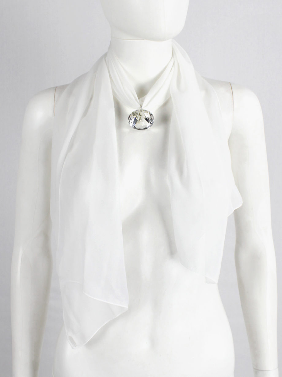 Maison Martin Margiela white scarf necklace with oversized diamond fall 2008 (9)